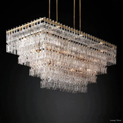 Marignan Chain Crystal Tiered Rectangle Chandelier 72"
