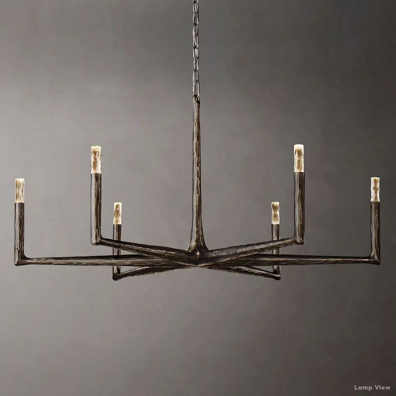 Thaddeus Forged Metal Round Chandelier 48"