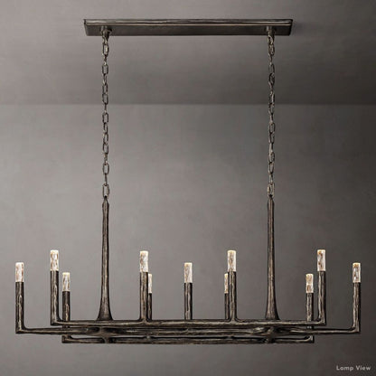 Thaddeus Forged Metal Linear Chandelier 54"