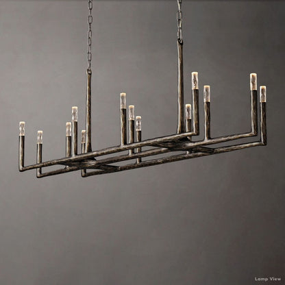Thaddeus Forged Metal Linear Chandelier 54"