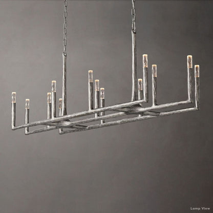 Thaddeus Forged Metal Linear Chandelier 54"