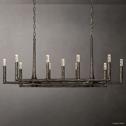 Thaddeus Forged Metal Linear Chandelier 54"