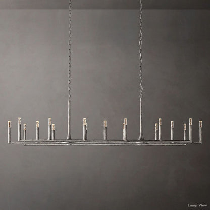 Thaddeus Forged Metal Linear Chandelier 96"