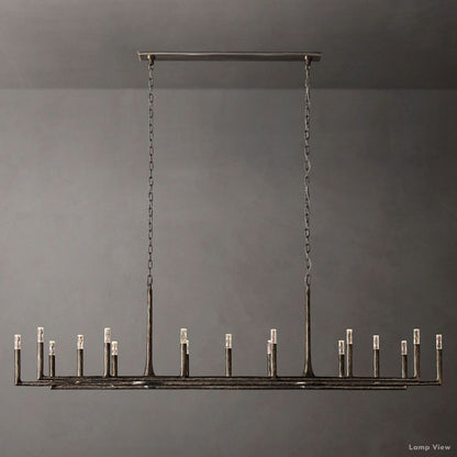 Thaddeus Forged Metal Linear Chandelier 96"