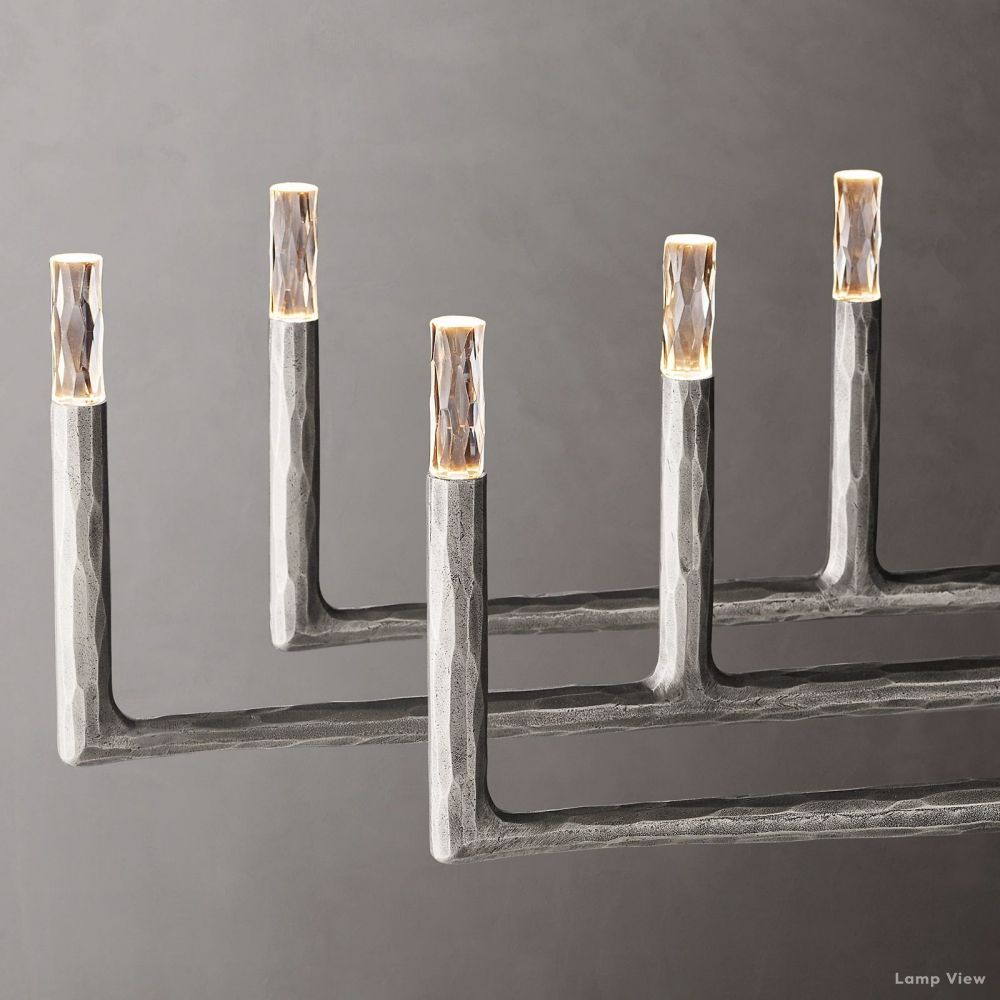 Thaddeus Forged Metal Linear Chandelier 96"