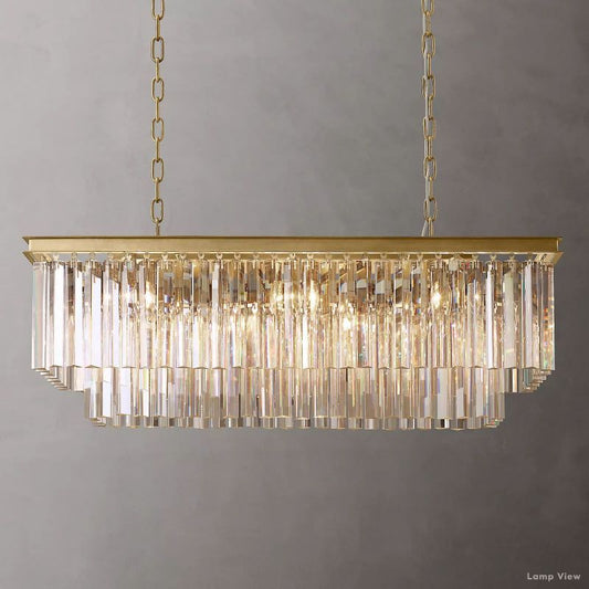 Odeon Fringed Crystal Rectangular Chandelier 40"