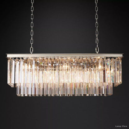 Odeon Fringed Crystal Rectangular Chandelier 40"