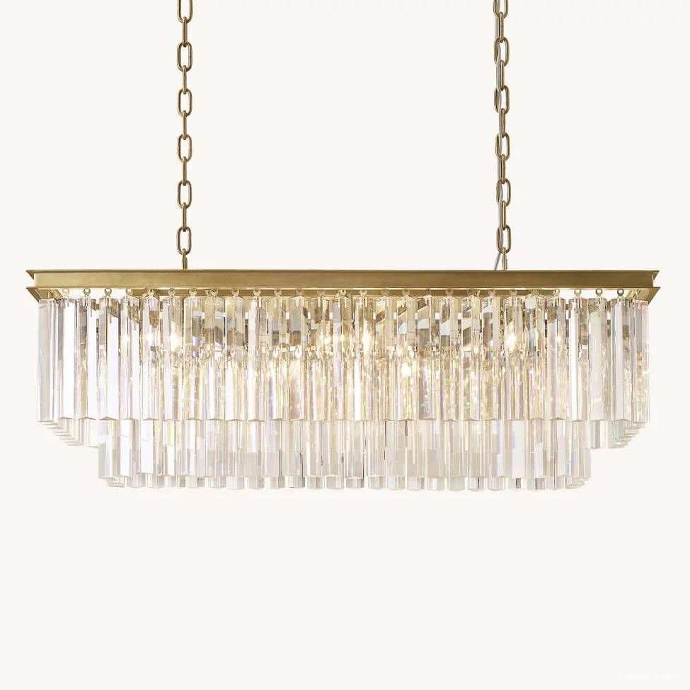 Odeon Fringed Crystal Rectangular Chandelier 40"