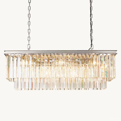 Odeon Fringed Crystal Rectangular Chandelier 40"