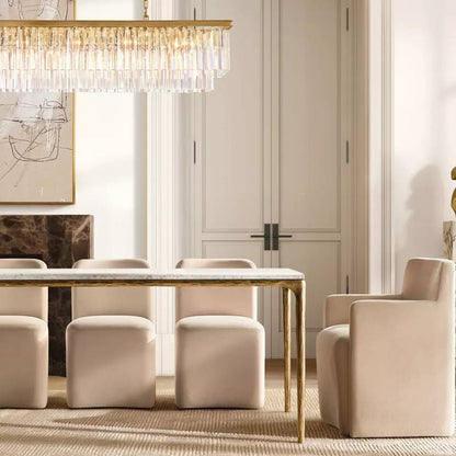 Odeon Fringed Crystal Rectangular Chandelier 40"