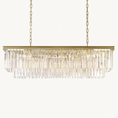 Odeon Fringed Crystal Rectangular Chandelier 49"