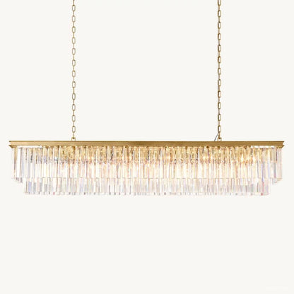 Odeon Fringed Crystal Rectangular Chandelier 72"