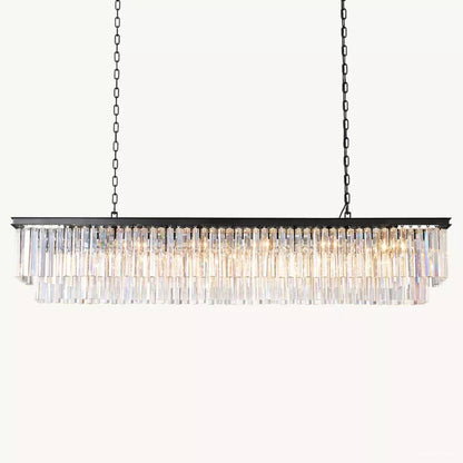Odeon Fringed Crystal Rectangular Chandelier 72"