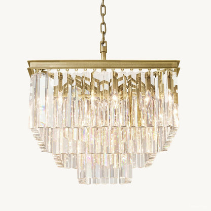Odeon Fringed Crystal Square Chandelier 22"