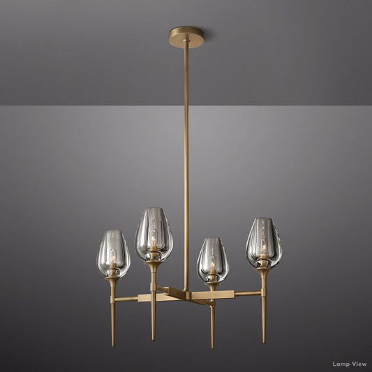 Tulip Delicate Crystal Round Chandelier 27"