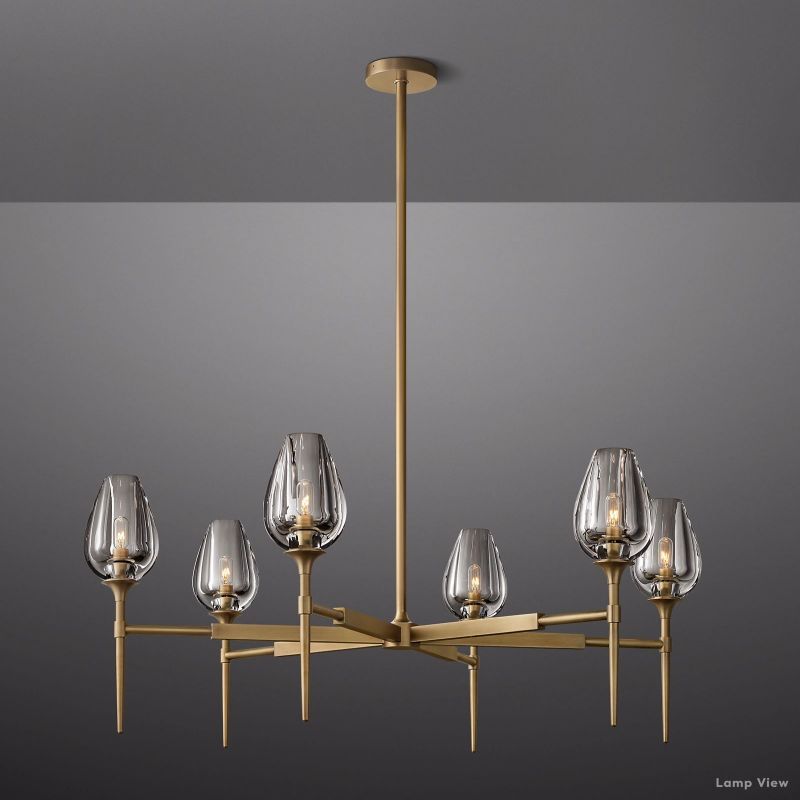 Tulip Delicate Crystal Round Chandelier 42"
