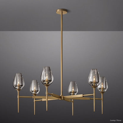 Tulip Delicate Crystal Round Chandelier 42"