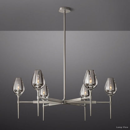 Tulip Delicate Crystal Round Chandelier 42"