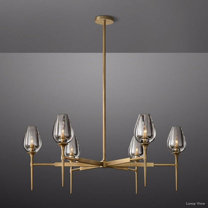 Tulip Delicate Crystal Round Chandelier 42"