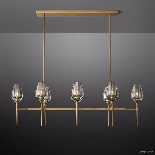 Tulip Delicate Crystal Linear Chandelier 52"