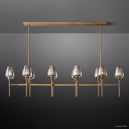 Tulip Delicate Crystal Linear Chandelier 65"