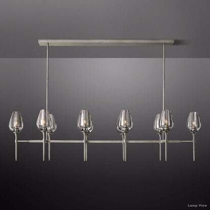 Tulip Delicate Crystal Linear Chandelier 65"
