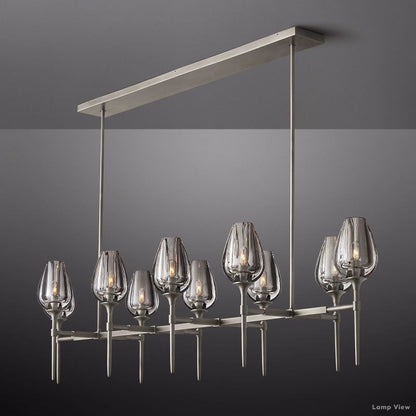 Tulip Delicate Crystal Linear Chandelier 65"