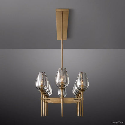 Tulip Delicate Crystal Linear Chandelier 65"