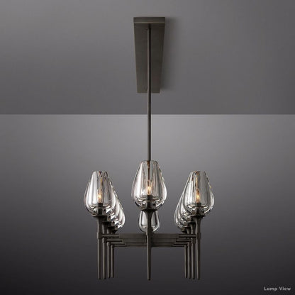 Tulip Delicate Crystal Linear Chandelier 65"