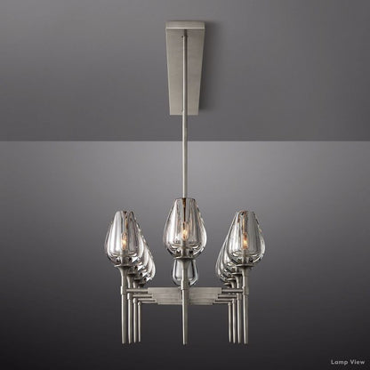 Tulip Delicate Crystal Linear Chandelier 65"