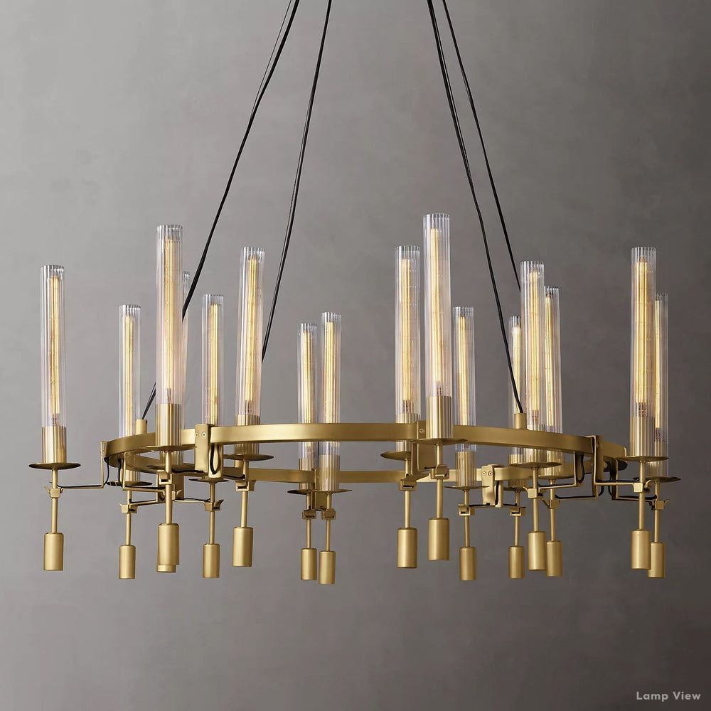 Fontanelle Modernist Glass Round Chandelier 46"