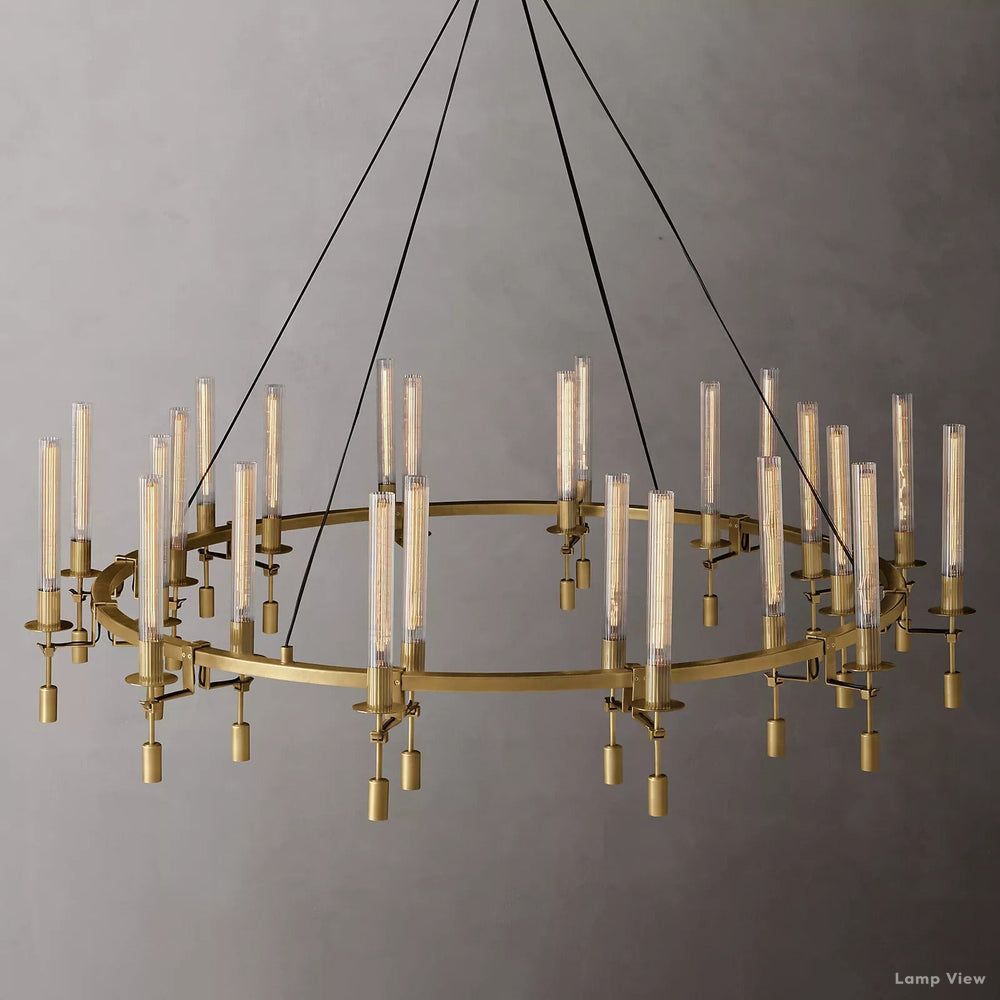 Fontanelle Modernist Glass Round Chandelier 70"