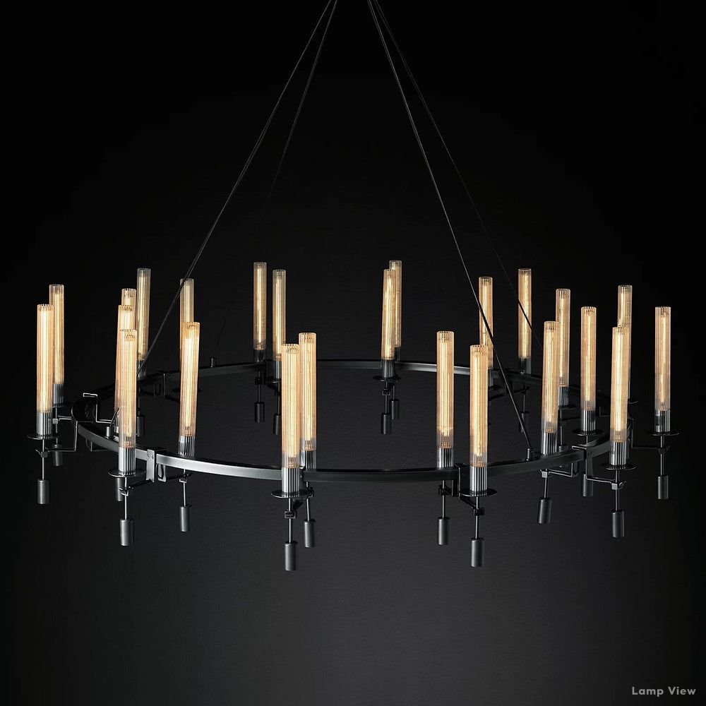 Fontanelle Modernist Glass Round Chandelier 70"