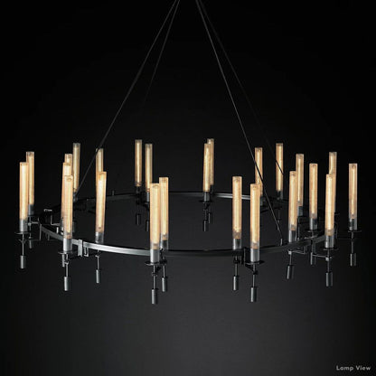 Fontanelle Modernist Glass Round Chandelier 70"
