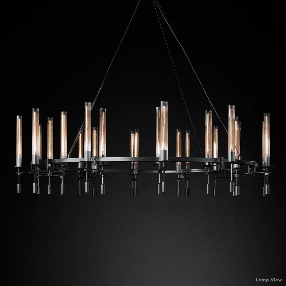 Fontanelle Modernist Glass Round Chandelier 70"