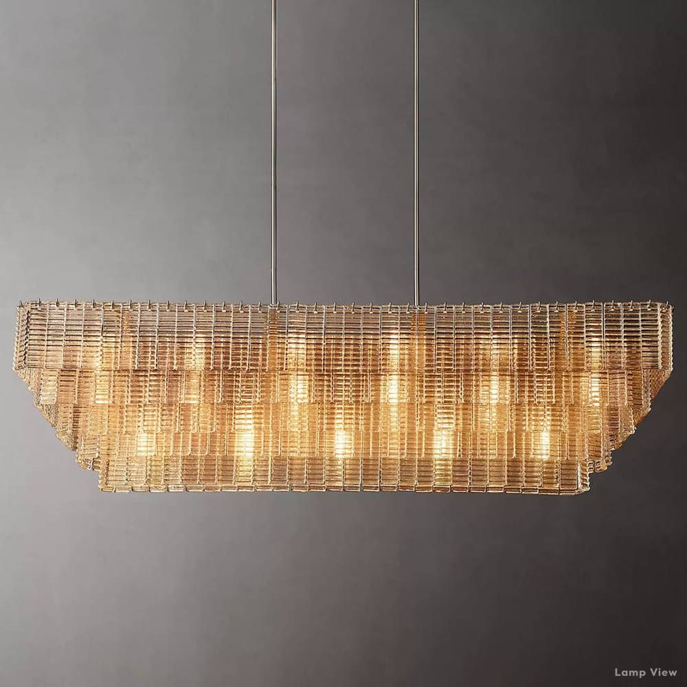 Sirene Molded Glass Rectangle Chandelier 77"
