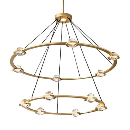 Eclatant Inset Crystal Two-Tier Round Chandelier 48"