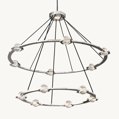 Eclatant Inset Crystal Two-Tier Round Chandelier 48"