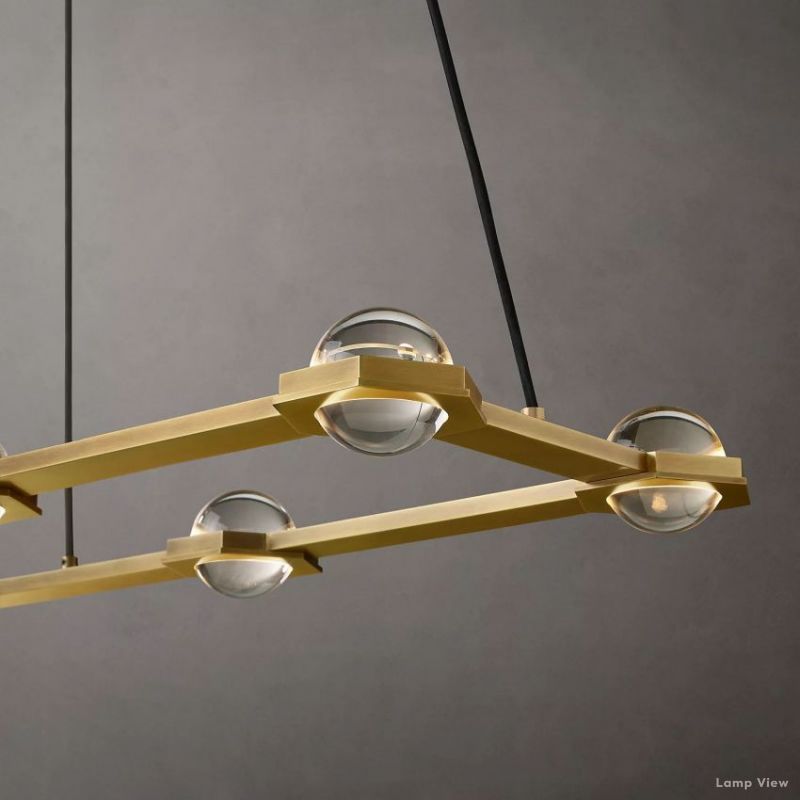 Eclatant Inset Crystal Rectangular Chandelier 54"