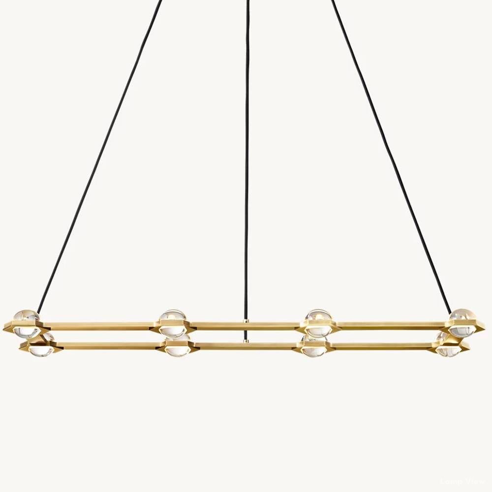 Eclatant Inset Crystal Rectangular Chandelier 54"