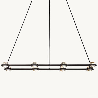 Eclatant Inset Crystal Rectangular Chandelier 54"