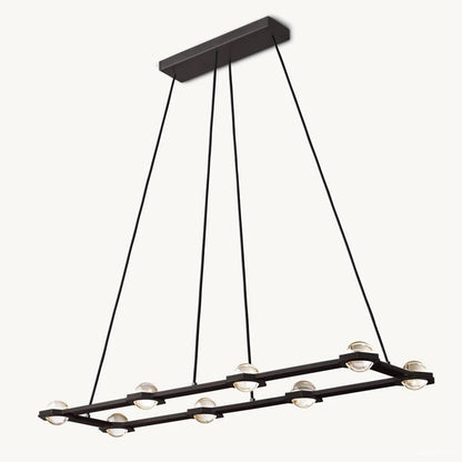 Eclatant Inset Crystal Rectangular Chandelier 54"