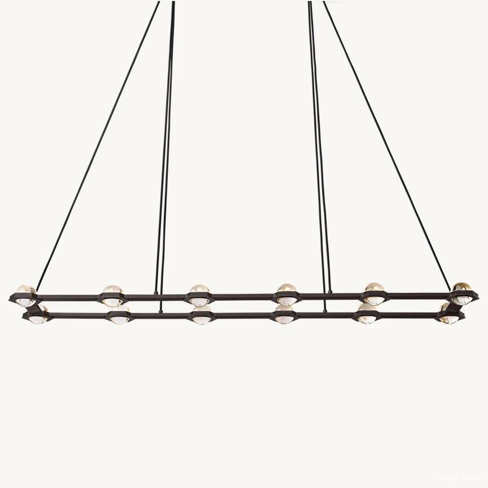 Eclatant Inset Crystal Rectangular Chandelier 72"