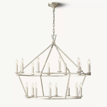 Hartwell Lantern Frame Two-Tier Round Chandelier 40"