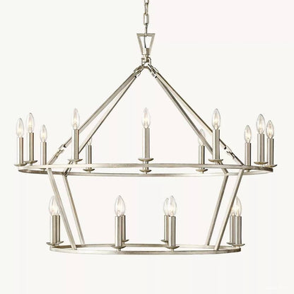 Hartwell Lantern Frame Two-Tier Round Chandelier 40"