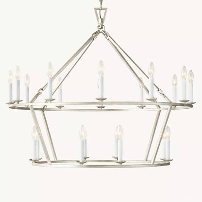 Hartwell Lantern Frame Two-Tier Round Chandelier 40"