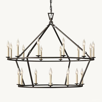 Hartwell Lantern Frame Two-Tier Round Chandelier 40"