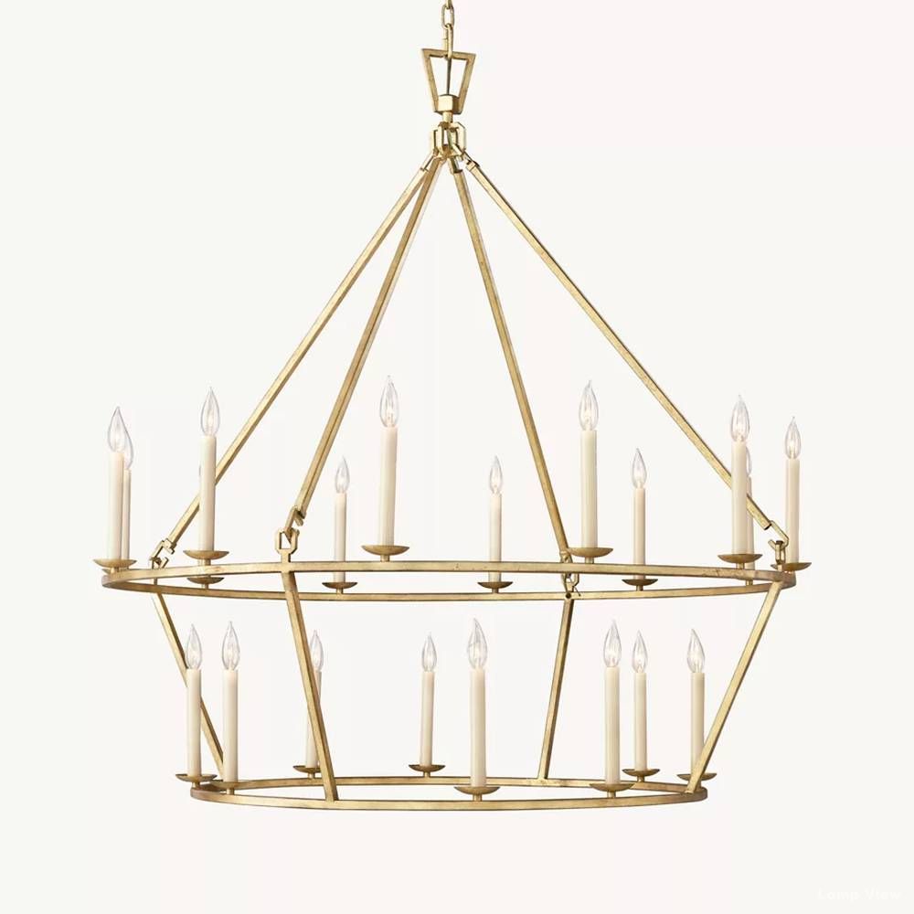 Hartwell Lantern Frame Two-Tier Round Chandelier 50"