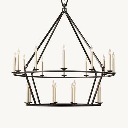 Hartwell Lantern Frame Two-Tier Round Chandelier 50"