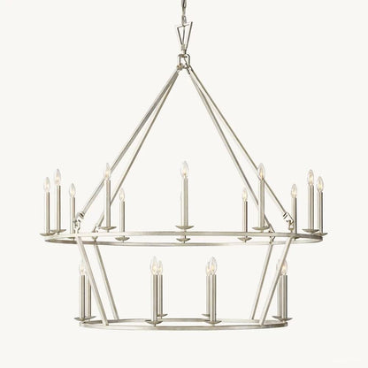 Hartwell Lantern Frame Two-Tier Round Chandelier 50"